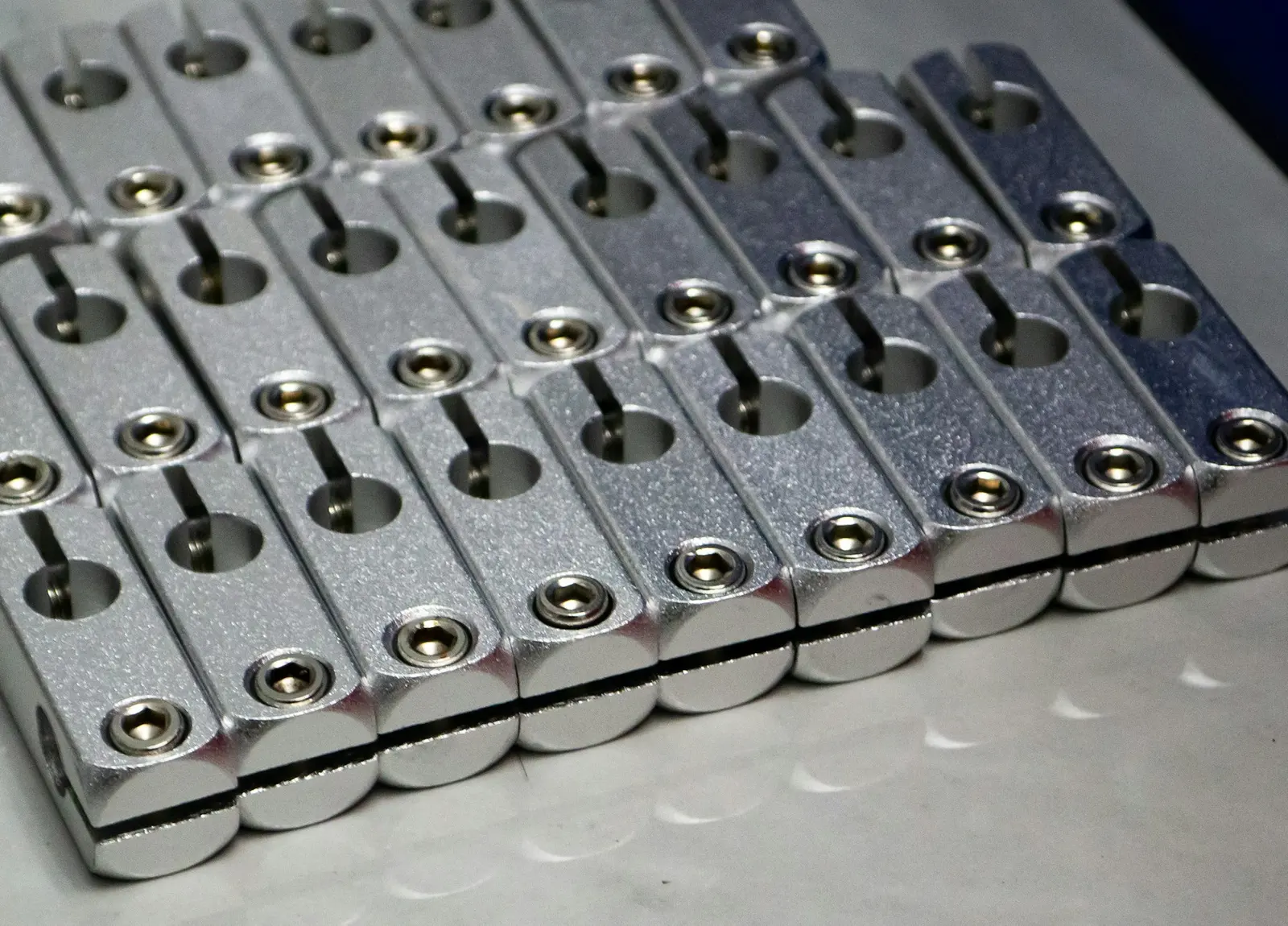 Milled clamp blocks, ready for anodising