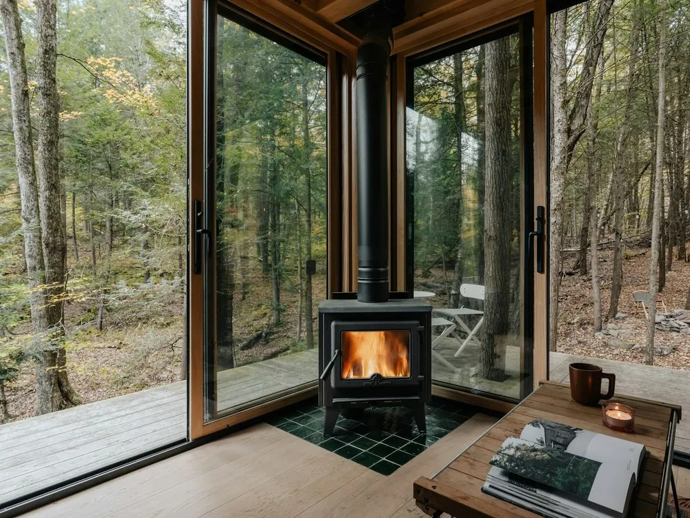 Fireside in the glass cabin