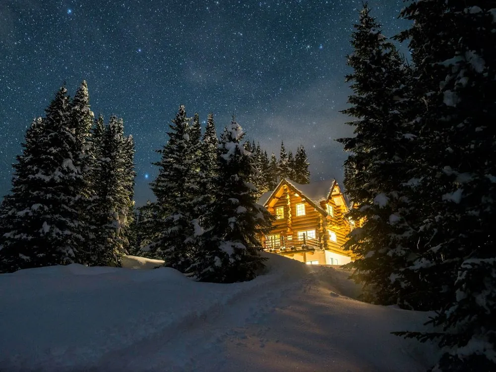 Snowfall at the lodge