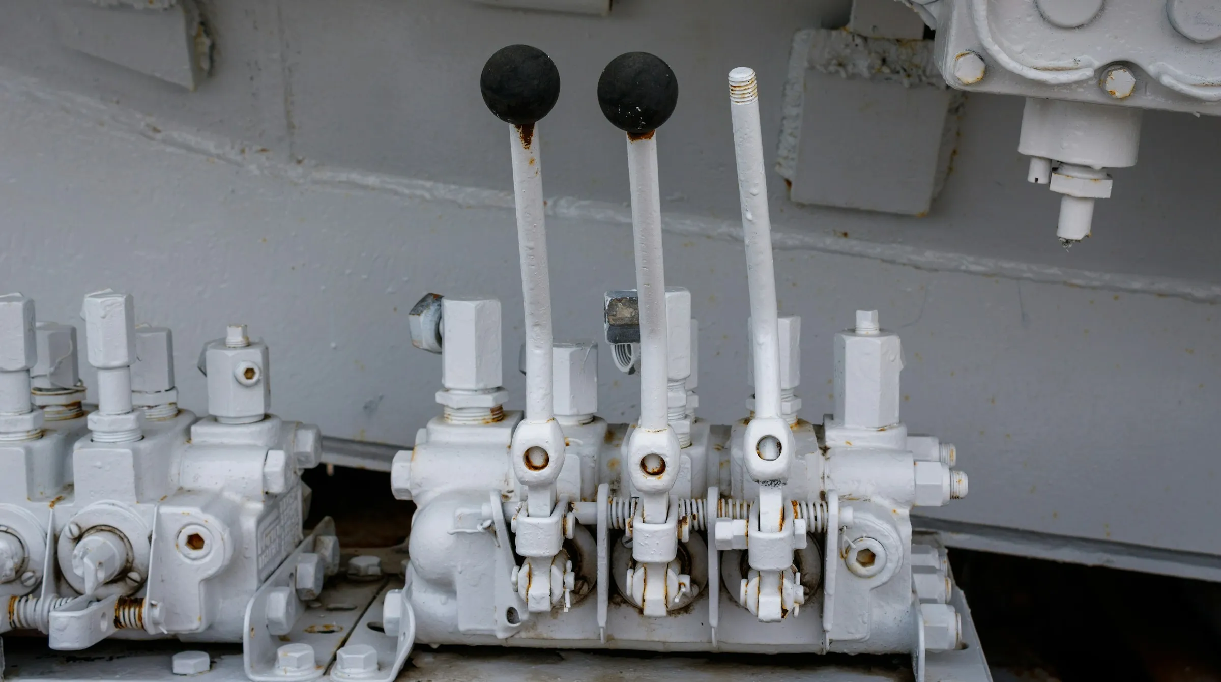 A bank of hand-lever directional control valves