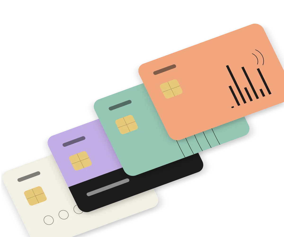 A fan of colourful payment cards