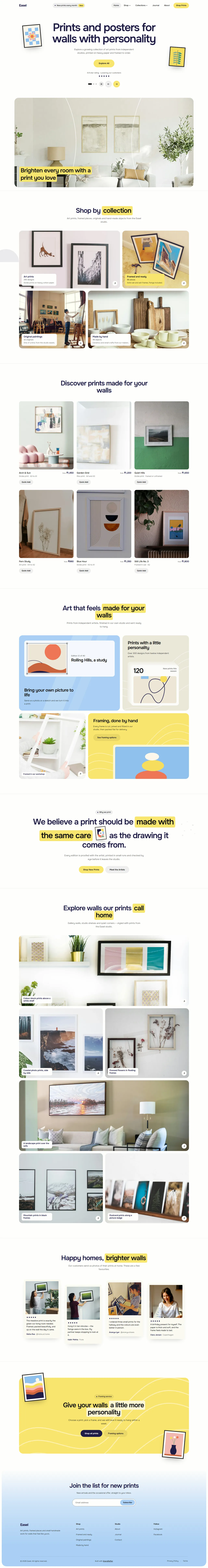 Easel home page, full length